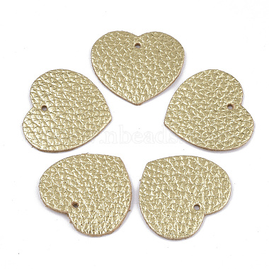 LightKhaki Heart Leather Pendants