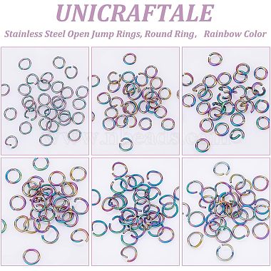 unicraftale 180個 6 スタイル 304 ステンレススチール製オープン丸カン(STAS-UN0039-10)-5