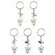 porte-clés en perles acryliques ange avec breloques en résine opaque à fleurs(KEYC-JKC00533)-1