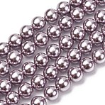 Electroplated Shell Pearl Beads Strands, Round, Thistle, 6mm, Hole: 0.6mm, about 67~68pcs/strand, 16.02~16.18''(40.7~41.1cm)(BSHE-G041-6mm-02)