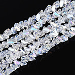 Electroplate Imitation Jade Glass Beads Strands, Triangle, AB Color Plated, Faceted, Clear, 3~3.5x4~4.5x4~4.5mm, Hole: 0.8mm, about 121~131pcs/strand, 14.37~15.35 inch(36.5~39cm)(X-GLAA-N023-4mm-01)