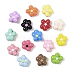 Opaque Acrylic Enamel Beads, Flower, Mixed Color, 14x15x8.5mm, Hole: 2mm(OACR-I029-01)