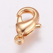 Brass Lobster Claw Clasps, Long-Lasting Plated, Real 24K Gold Plated, 12x7.5x3mm, Hole: 1.5mm(X-KK-G318-03G)