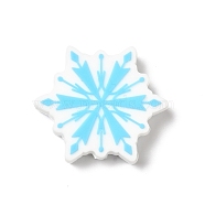 Christmas Theme Silicone Focal Beads, Silicone Teething Beads, Snowflake, 26x30x7mm, Hole: 3.5mm(SIL-G011-09C)