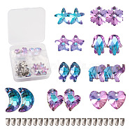 DIY Pendant Jewelry Making, with K9 Glass Rhinestone Pendants, Imitation Austrian Crystal, Faceted & 304 Stainless Steel Snap on Bails, Mixed Shape, Light Amethyst, 36pcs/box(GLAA-TA0003-03)