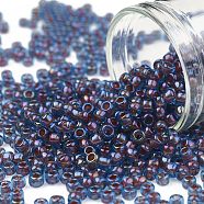 TOHO Round Seed Beads, Japanese Seed Beads, (381) Inside Color Aqua/Oxblood Lined, 8/0, 3mm, Hole: 1mm, about 222pcs/10g(X-SEED-TR08-0381)