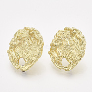 Alloy Stud Earring Findings, with Steel Pins and Hole, Oval, Light Gold, 22x18.5mm, Hole: 3.5x4mm, Pin: 0.7mm(X-PALLOY-S121-131)