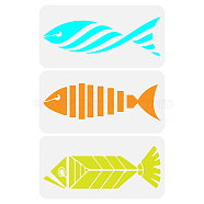 3Pcs 3 Styles Ethnic Style PET Hollow Out Drawing Painting Stencils, for DIY Scrapbook, Photo Album, Fish, 300x150mm, 1pc/style(DIY-WH0394-0288)