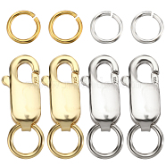 6Pcs 2 Color 925 Sterling Silver Lobster Claw Clasps, with 6Pcs Open Jump Rings, Platinum & Golden, 10.5mm, Hole: 1mm, 3Pcs/color(STER-SC0001-24)