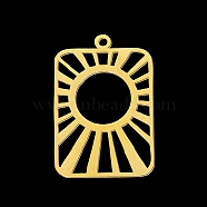 201 Stainless Steel Pendants, Laser Cut, Sunburst, Golden, 27.5x18.5x1mm, Hole: 1.6mm(STAS-T056-LA345-2)