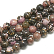 Natural Rhodonite Beads Strands, Round, 6mm, Hole: 1mm, about 68pcs/strand, 15.7 inch(X-G-S300-38-6mm)
