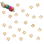 300Pcs Brass Bead Cap, 5-Petal, Flower, Golden, 4x1mm, Hole: 1.2mm(KK-AR0003-13)