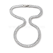 304 Stainless Steel Pave Cubic Clear Zirconia Rectangle Link Necklaces for Women, Stainless Steel Color, 14.37 inch(36.5cm)(NJEW-Z041-04P-02)