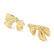 Rack Plating Brass Bowknot Stud Earring, Long-Lasting Plated, Lead Free & Cadmium Free, Real 18K Gold Plated, 13.5x23.5mm(EJEW-H099-05G)