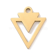 Golden Plated 304 Stainless Steel Charms, Laser Cut, Arrow, 11x10x1mm, Hole: 1mm(STAS-K286-03F-G)