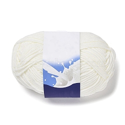 Milk Cotton Knitting Acrylic Fiber Yarn, 5-Ply Crochet Yarn, Punch Needle Yarn, White, 2mm(YCOR-NH0001-02K)