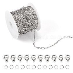 Pandahall DIY Chain Bracelet Necklace Making Kit, Including 304 Stainless Steel Heart Link Chains & Jump Rings & Clasps, Stainless Steel Color, Chain: 5M/bag(DIY-TA0005-87)