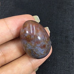 Natural Moss Agate Egg Shaped Palm Stone, Easter Egg Crystal Healing Reiki Stone, Massage Tools, 30x20mm(PW23051600162)
