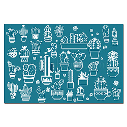 Silk Screen Printing Stencils, Reusable Sign Self Adhisive Stencils for Painting on Wood, DIY Decoration T-Shirt Fabric, Cactus Pattern, 100x150mm(DIY-WH0419-0011)