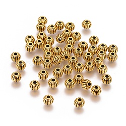 Tibetan Style Alloy Beads, Lead Free & Nickel Free & Cadmium Free, Round, Antique Golden Color, about 6mm in diameter, hole: 1mm(X-GLF10326Y-NF)