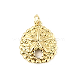 Brass Pendants, Shell/Starfish Charms, Rack Plating, Long-Lasting Plated, Lead Free and Cadmium Free, with Jump Ring, Real 18K Gold Plated, 20x17.5x3mm, Hole: 3mm(KK-P300-18G-02)