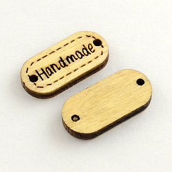 Dyed Wood Links, Oval, Pale Goldenrod, 11x22.5x3mm, Hole: 2mm(WOOD-R234-05)