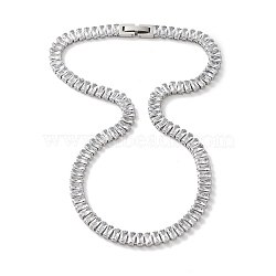 304 Stainless Steel Pave Cubic Clear Zirconia Rectangle Link Necklaces for Women, Stainless Steel Color, 14.37 inch(36.5cm)(NJEW-Z041-04P-02)