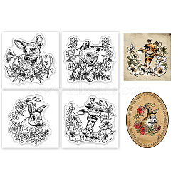 4Pcs 4 Styles PVC Stamp, for DIY Scrapbooking, Rabbit, 55x55mm, 1pc/style(DIY-WH0487-0045)