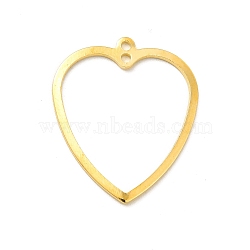 Rack Plating Brass Connector Charms, Long-Lasting Plated, Heart Links, Golden, 26x22x1mm, Hole: 1.4mm(KK-E067-24G)