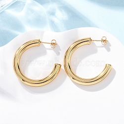 C-Shaped 304 Stainless Steel Stud Earrings, Golden, 30.5x5mm(EJEW-A125-17G)