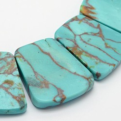 Synthetic Turquoise Trapezoid Bead Strands, 16~35x24~29x6.5mm, Hole: 1.5mm, about 15pcs/strand, 11.81 inch(G-L359-04)