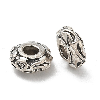 Tibetan Style Alloy Beads, Cadmium Free & Lead Free, Rondelle, Antique Silver, 9x4mm, Hole: 2.5mm, about 1041pcs/1000g