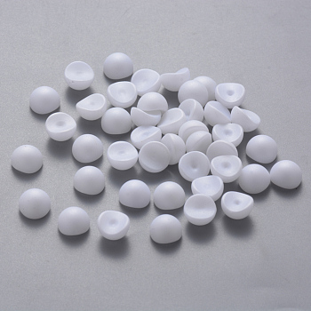 ABS Plastic Imitation Pearl Cabochons, Nail Art Decoration Accessories, Frosted, Half Round, White, 8x5mm