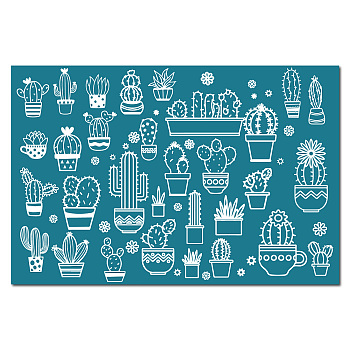 Silk Screen Printing Stencils, Reusable Sign Self Adhisive Stencils for Painting on Wood, DIY Decoration T-Shirt Fabric, Cactus Pattern, 100x150mm