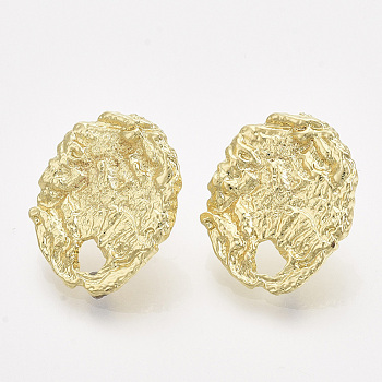 Alloy Stud Earring Findings, with Steel Pins and Hole, Oval, Light Gold, 22x18.5mm, Hole: 3.5x4mm, Pin: 0.7mm