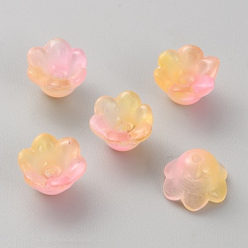Glass Beads, Lily Flower, Light Salmon, 12x8mm, Hole: 1.4mm