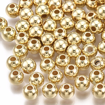 CCB Plastic Beads, Round, Light Gold, 5x4.5mm, Hole: 1.5mm