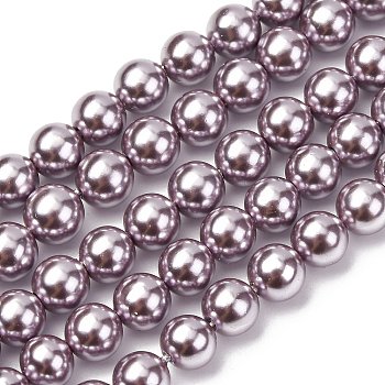 Electroplated Shell Pearl Beads Strands, Round, Thistle, 6mm, Hole: 0.6mm, about 67~68pcs/strand, 16.02~16.18''(40.7~41.1cm)
