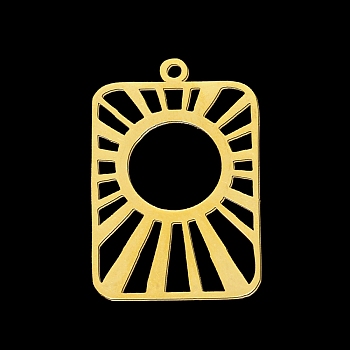 201 Stainless Steel Pendants, Laser Cut, Sunburst, Golden, 27.5x18.5x1mm, Hole: 1.6mm