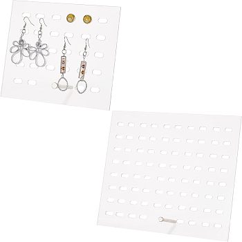 FINGERINSPIRE 2 Sets 2 Styles Detachable Transparent Acrylic Earring Display Stands, with Platinum Tone Alloy Holder, Rectangle, Clear, 13~20x15~23x0.25cm, Hole: 12x6mm, 2pcs/set, 1 set/style