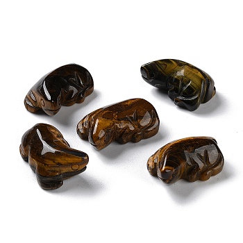 Natural Tiger Eye Carved Healing Figurines, Reiki Energy Stone Display Decorations, Lizard, 25.5~26x17.5~18.5x12mm