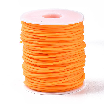 Hollow Pipe PVC Tubular Synthetic Rubber Cord, Wrapped Around White Plastic Spool, Orange, 2mm, Hole: 1mm, about 54.68 yards(50m)/roll