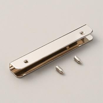 Zinc Alloy Bag Decorative Edge Buckles, Webbing Tip Strap End Caps for Handbag Belt, with Screws, Rectangle, Platinum, 6x0.9x0.7cm, Inner Diameter: 0.5cm