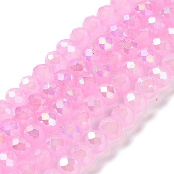 Baking Electroplate Glass Beads Strands, AB Color, Faceted, Round, Violet, 6x5mm, Hole: 1mm, about 83~84pcs/strand, 16.14''(41~41.5cm)