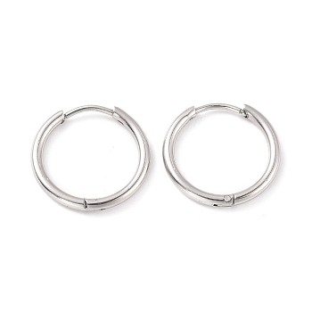 304 Stainless Steel Huggie Hoop Earrings for Women, Stainless Steel Color, 14 Gauge, 15.5x1.6mm, Pin: 0.7mm