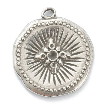 304 Stainless Steel Pendants, Flower, Stainless Steel Color, 25x22x2.5mm, Hole: 1.8mm, Fit for 1.8mm Rhinestone