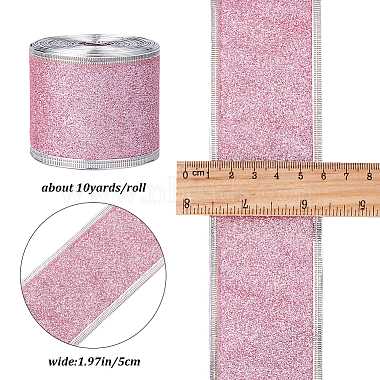 Sparkle Wired Edge Polyester Ribbon(OCOR-WH0071-026C)-2