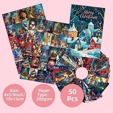 50 cartes de vœux de Noël en papier(DIY-P085-15D)-4