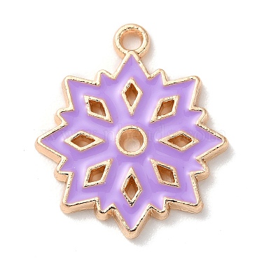 Light Gold Snowflake Alloy+Enamel Pendants