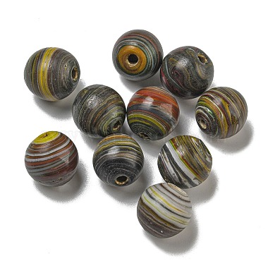 Olive Drab Round Lampwork Beads